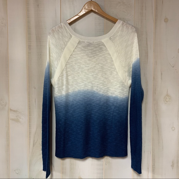 Falls Creek Blue White Ombré V Neck Sweater M - Picture 2 of 6